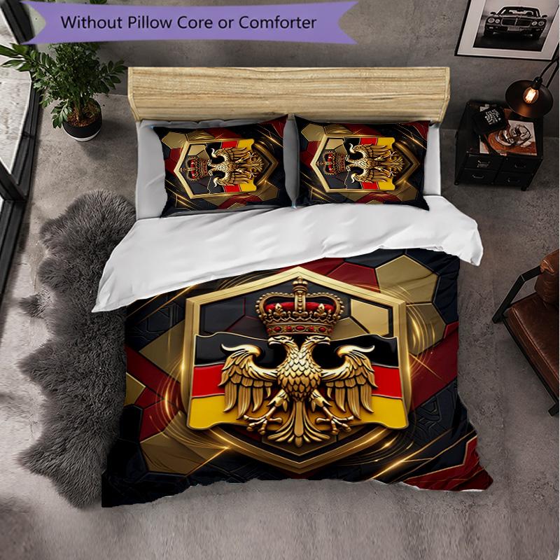 Belgium Football Pattern 3 Pieces Bedding Set Soft Microfiber Duvet Cover with Pillow Cases for Bedroom