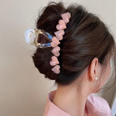 Heart Design Ponytail Clip Large Size Hair Claw Sweet Crab Hair Clip Hair Accessories