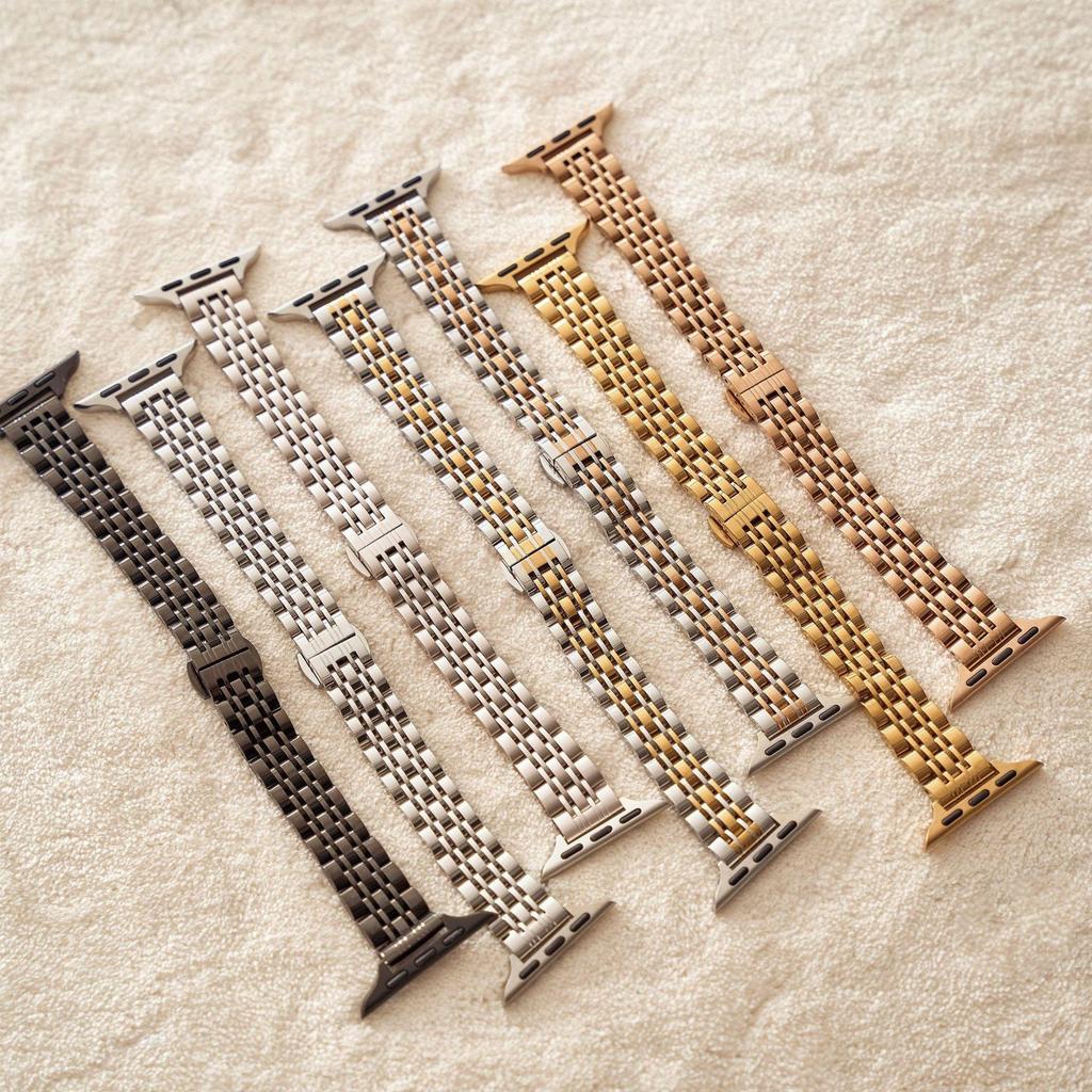Applicable to Apple iwatch9 seven-bead small waist stainless steel strap apple watch8 women's watch strap