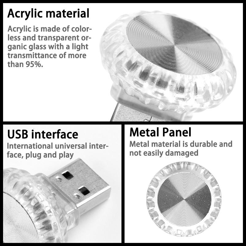 Luz LED de Ambiente USB para Carro RGB Luz Ambiente Mini Lâmpadas Noturnas Decorativas Para Luz de Ambiente Interior de Carro Luz de Computador Plug and Play