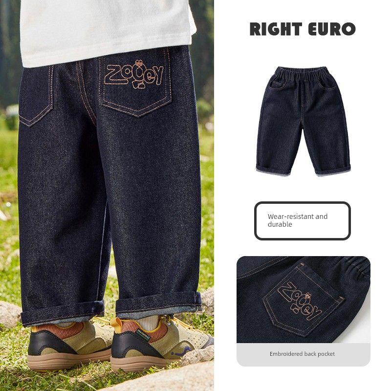 Right European Style Boys  Casual Denim Long Pants 2026 New Spring and Autumn Pants Children s Clothing Toddler Spring and Autumn Clothing Blue 140