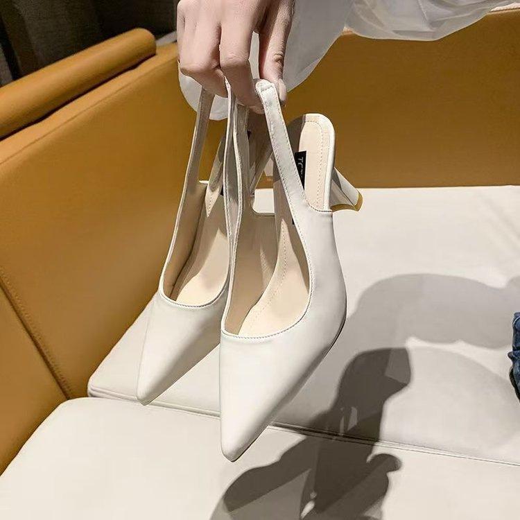 Fashion French Pointed Single Shoes 2025 Summer and Autumn New Sandals Fairy Style Bag Head Empty Stiletto Female High Heels