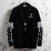 Men's College Style Fleece-Lined Knitted Sweater: Warm and Thick for Autumn/Winter