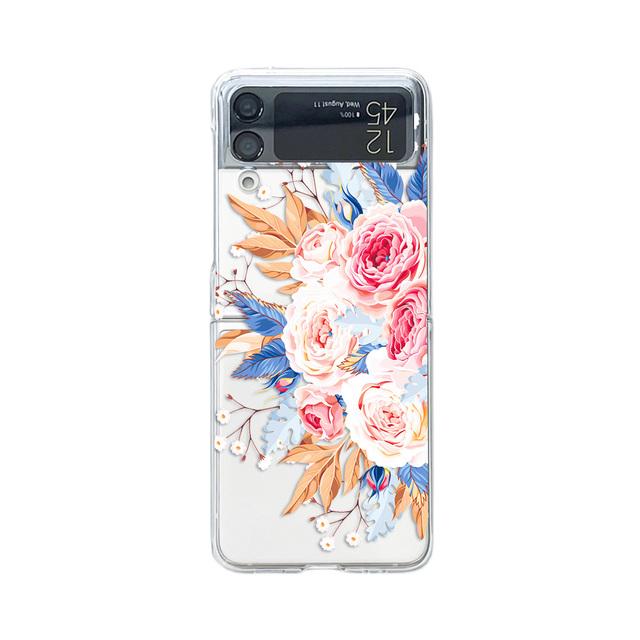 

Чехол для Samsung Galaxy Z Flip 4 3 Flip4 Flip3, красивый чехол с цветами ромашки, прозрачный противоударный складной жесткий чехол для ПК For Samsung Z Flip 4