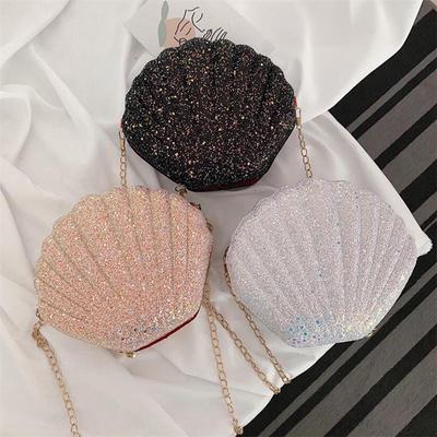 Women Crossbody Bag Sweet Laser Sequin Pearl Shell Bags Lady Messenger Bag Chain Shoulder Bag New Shell Bag