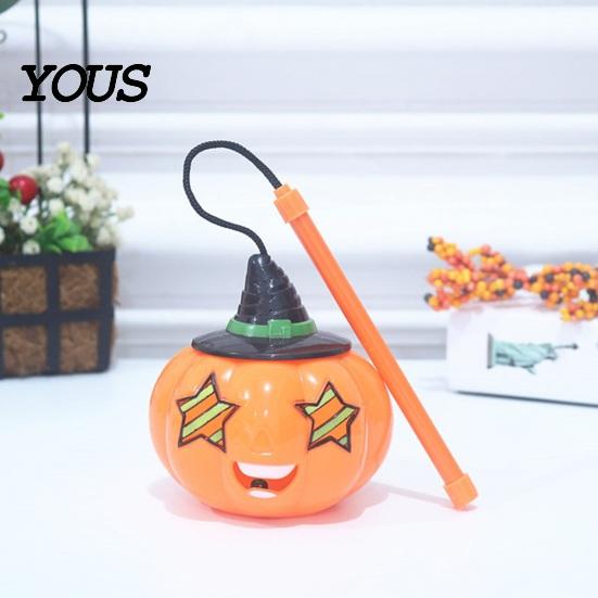 Handheld Pumpkin Lamp for Children Halloween Lantern, LED Light Up Lamp, Battery Glowing Party Prop Operated Decorative Plastic Lantern Kids, Holiday
