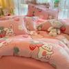 Cozy Winter Flannel Bedding Set: Warm Velvet Duvet Cover, Bed Sheet, and Pillowcases for Dorms