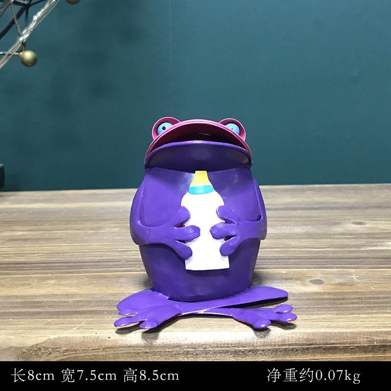 Skulpturhage Skulpturer Familie Kreativ Dekorasjon Innendørs Utendørs Resirkulert Metall Kaffe Frosk Hagestatue Ornament Statue