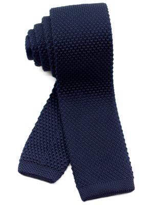 [WANDM] (Wandam) 5.5cm Wide Knit Tie, Washable, Plain Navy Blue.