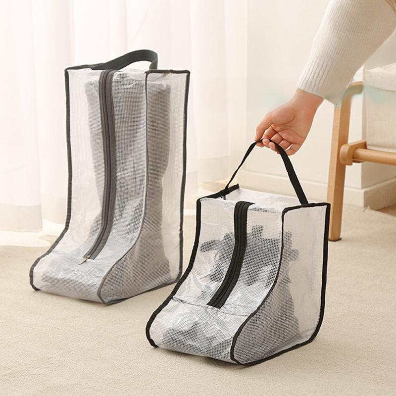 Boots Storage Bag Transparent PVC Mesh Zipper Closure Dustproof Moistureproof Protection Holder Bag for Women's Long Boots