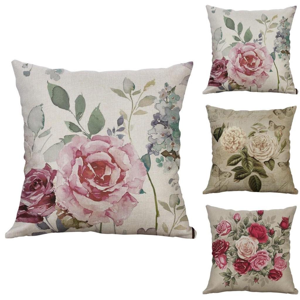 Vintage Flower Cotton Linen Cushion Cover Soft Decorative Pillow Case For Home Comfort