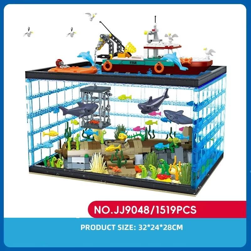 High-Quality 1519Pcs High-Quality Deep High-Quality Sea High-Quality Ruins High-Quality Fish Armored combat vehicle High-Quality Building no box