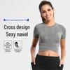 Women's Slim-Fit Quick-Dry Breathable Cropped Yoga Fitness T-Shirt (Style WA56)