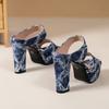 Slippers for Women 2026 New Outward Wear Summer French Block Heel One-word Platform Temperament Denim High Heels