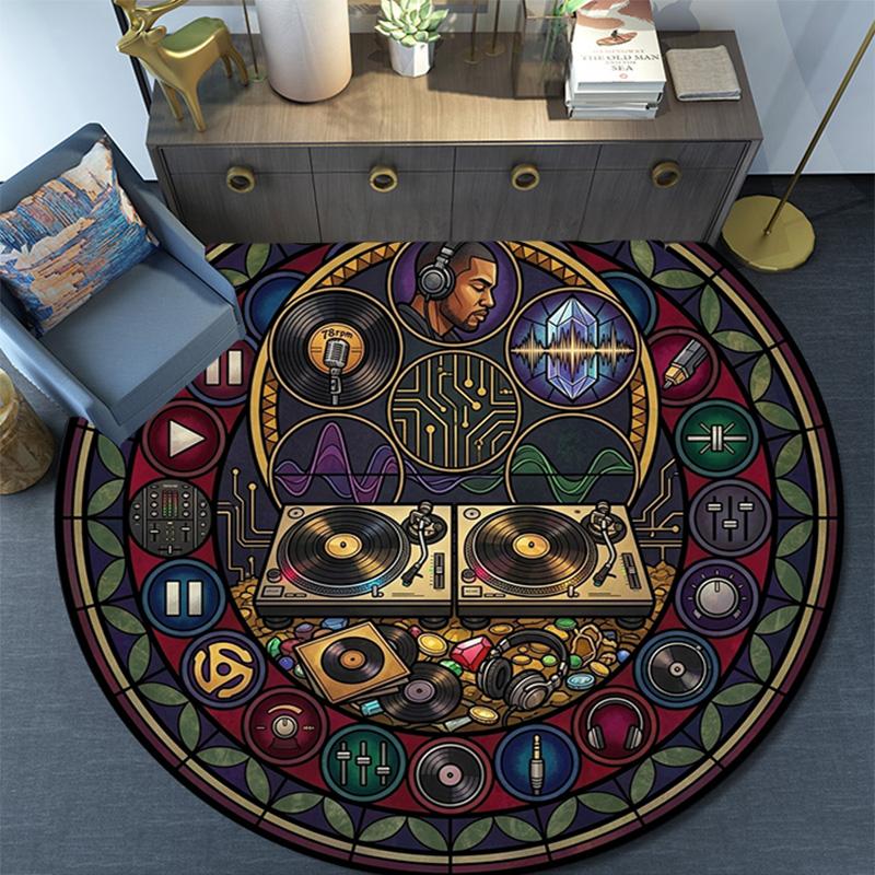 Musical Instruments Harmony Round Area Rug Under Office Chairs Bedroom Living Room Home Decor
