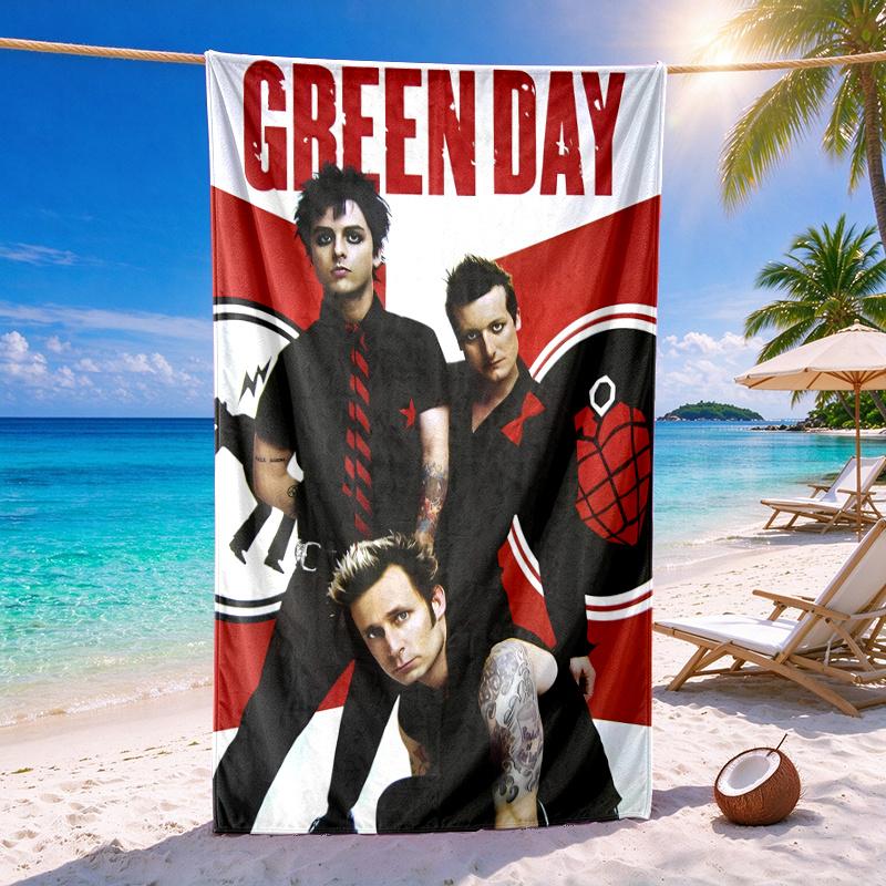 Green Day Quick-drying soft and absorbent beach towel—perfect for beach trips swimming outdoor camping and travel an essential beach item