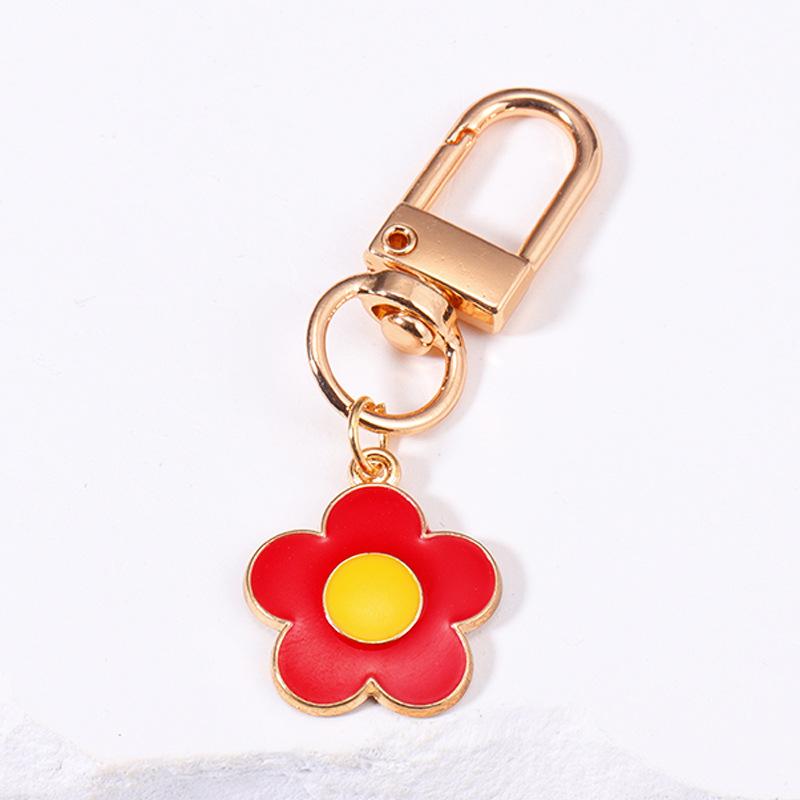 Lovely Sakura Flower Keychain Charm Enamel Pink White Black Women Bag Charms Key Ring Accessories