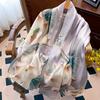 Luxury Brand 100% Real Silk Scarf Women Designer Shawls and Wraps Elegant Floral Print Pashmina Soft Long Scarves Femme Hijab