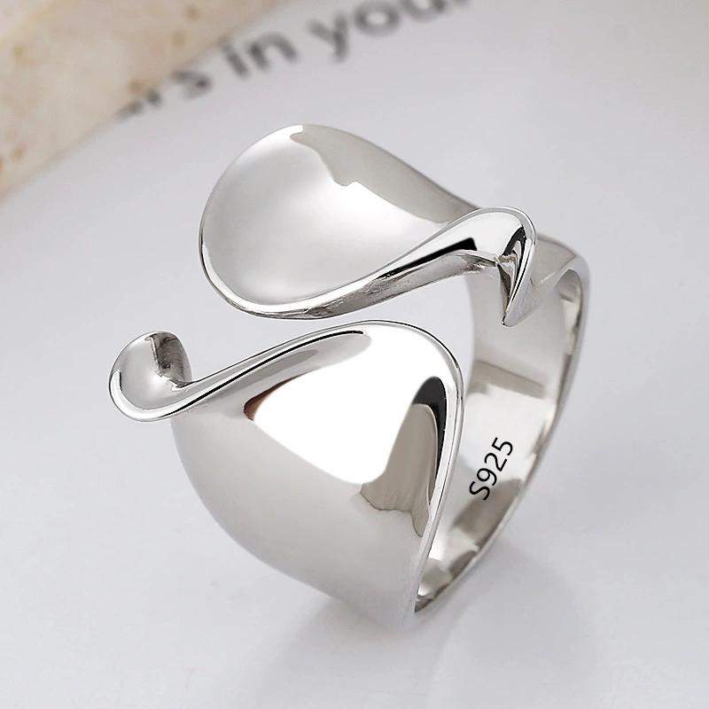 PANJBJ Real 925 Silver Retro Round Ring For 2 Rigns Women Chain Vintage Fine Jewelry Minimalist Accessories Gift