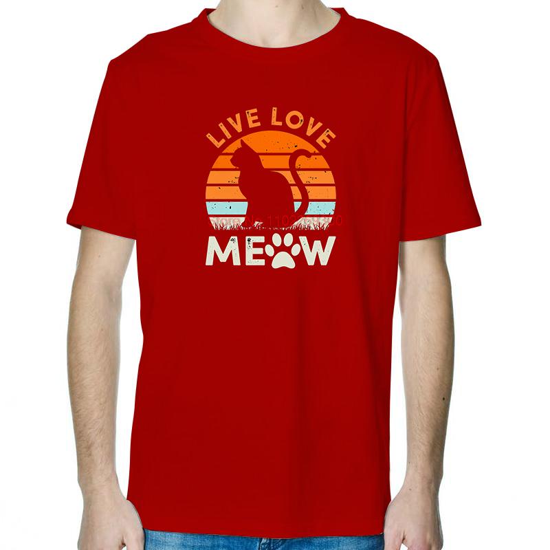 Live Love Meow Fashion Shirts Graphic Tee Summer New Arrival Goods High Quality Short Sleeve Tee Cotton Printed TShirt S