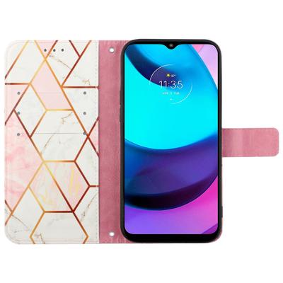 For Motorola Moto E14 4G/G04 4G/G04s 4G/G24 4G Case with Strap Marble Pattern Leather Phone Cover Card Holder