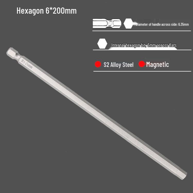 S2 Air Impact Hex Socket Bit Set, Pneumatic & Electric Screwdriver, 1/4 Strong Magnetic