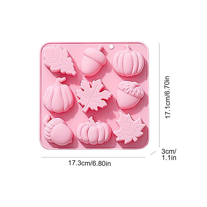 Silikonformer med Thanksgiving-tema 9 hulrom Gresskar Blad Eikenøtt Fruktform Godteriform Kreativ Sjokolade Lys Isbitform