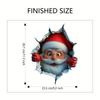 3D Santa Claus Break-Through Wall Decal, Vinyl Christmas Wall Stickers, Removable Holiday Decor For Home & Living Spaces