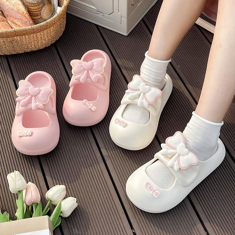 Warm edge cute hole shoes women's summer student home wear non-slip thick-soled soft-soled Mary Jane bag head drag