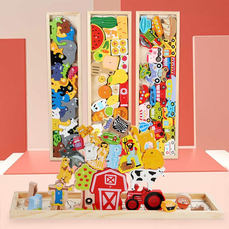 Wooden Childrens Traffic Animal Puzzle Educational Toy For Early Learning Development