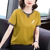 Loose-Fitting Pure Cotton Short Sleeves T-shirt Female 2024 New Arrival Summer Tops Middle-Aged and Elderly Plus Size Trendy Half Sleeve Small Shirt