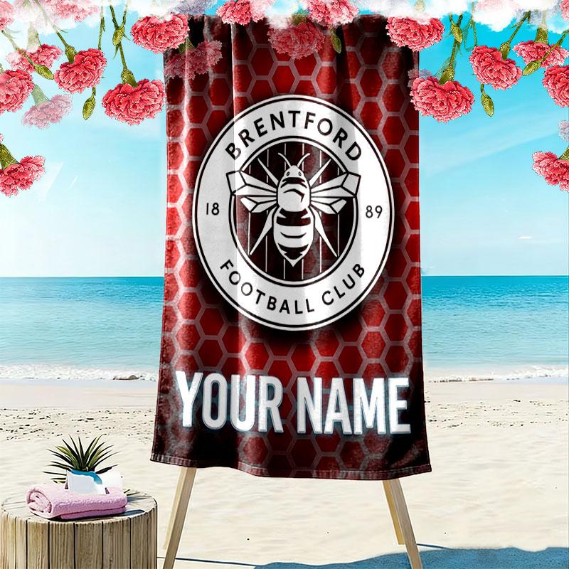 Custom Brentford Print Beach Towel, Large Soft Quick Dry Towel for Beach Camping Swimming