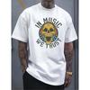 European Size Men's Pure - Polyester White T - Shirt: Sound Skull Anthem: Men's White Polyester Tee