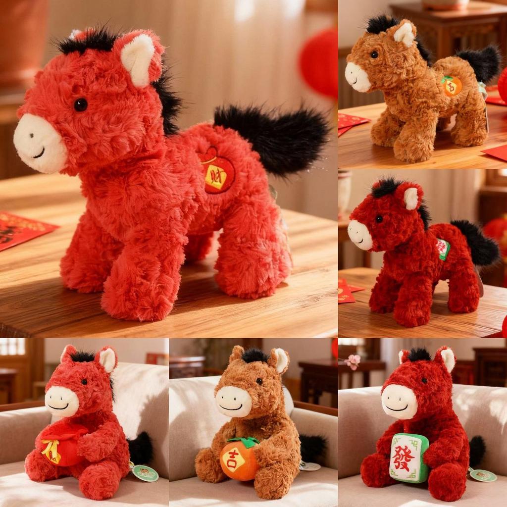 Chinese Zodiac Year Of The Horse Plush Toy With Pp Cotton Fill For New Year Gifts And Celebrations