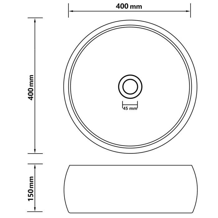 VidaXL Lavabo Rond de Luxe Vasque à Poser de Toilette Lave-mains de Salle de Bain Cuisine Vestiaire Maison Intérieur Noir 147008