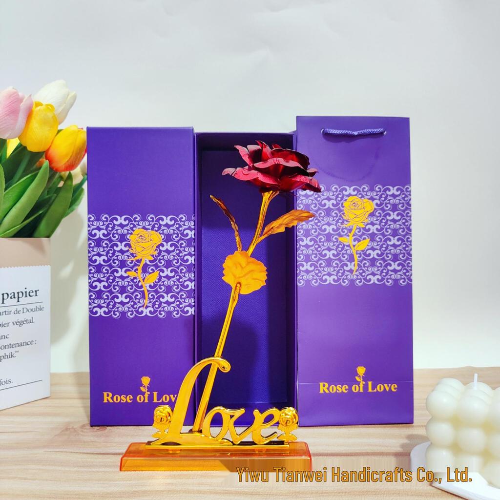 Set de Regalo Rosa de Lámina Dorada para el Día de la Madre, San Valentín, Qixi - Ideal para Mamá o Novia