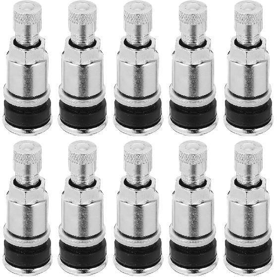 

10pcs Metal Valve Stems, Bolt in Tire Valve Stem, Tire Valve Stem High-Pressure Clamp-in Valves Outer Mount Fits 0.453 and 0.625 Rim Hole(Silver) 1