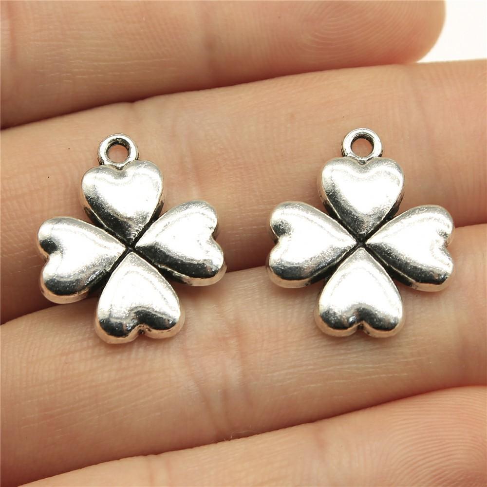 20pcs Clover Pendant Charms Antique Silver Color Lucky Clover Charms Jewelry DIY Clover Lucky Charms For Bracelet Making