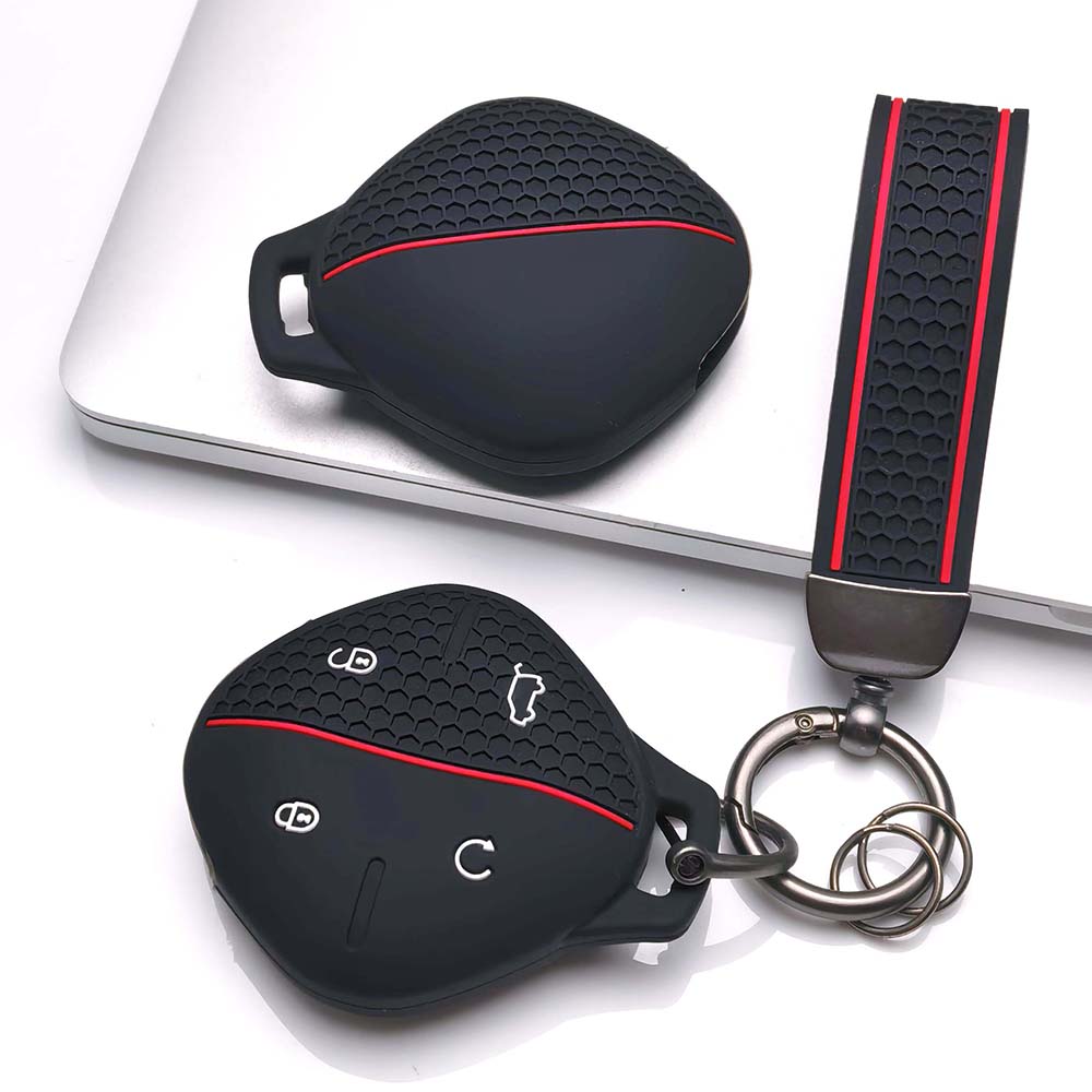 Key Fob Cover for Chery Omoda C5 E5 Jaecoo J7 Tiggo with Keychain Soft Silicone Protective Case Anti-Scratch Guard Shockproof Protection