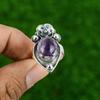 Natural African Amethyst 925 Silver Promise Flower Adjustable Ring For Girls