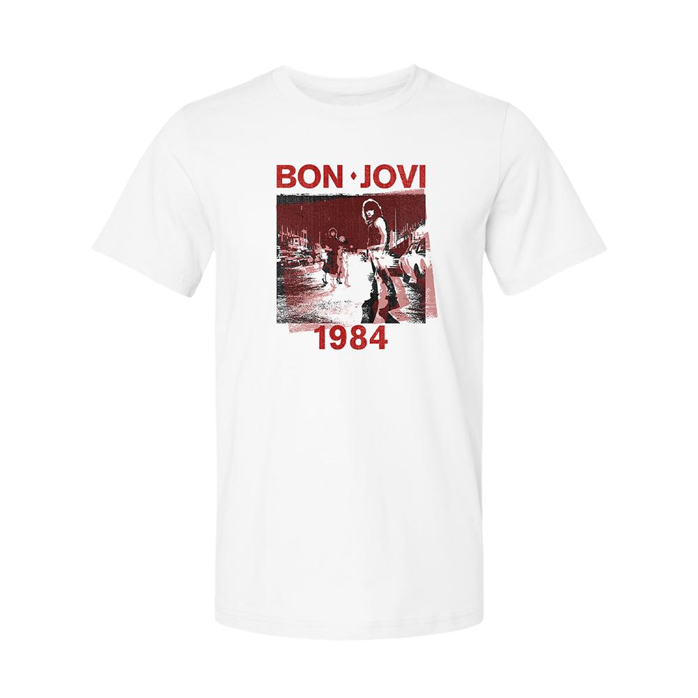 Bon Jovi Classic Hard Rock Band TShirt Iconic Winged Guitar Emblem Theme with Distressed Handwritten GraffitiStyle Typography S