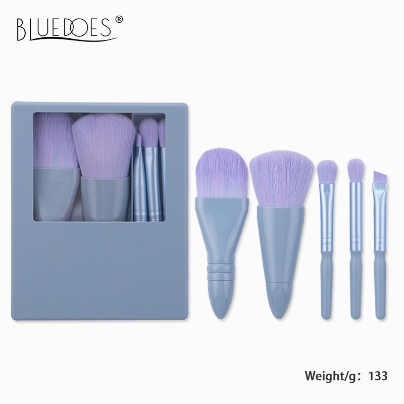 Portable Makeup Brush Set with Mirror: Soft Bristle Powder & Eyeshadow Brushes in Storage Box