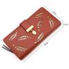 Women's Rose Gold Vegan Leather Leaf Bi-fold Card Coin Holder Long Wallet