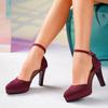 Fashion High Heel Sandals Summer New Chuck Shallow Mouth Cow Suede Waterproof Platform with A Line with Non-slip Stiletto Shoes