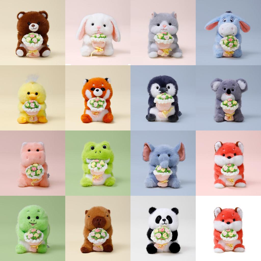 Kara Fox Cat Plush Toy With Flower Holder For Kids Room Decor And Giftgiving