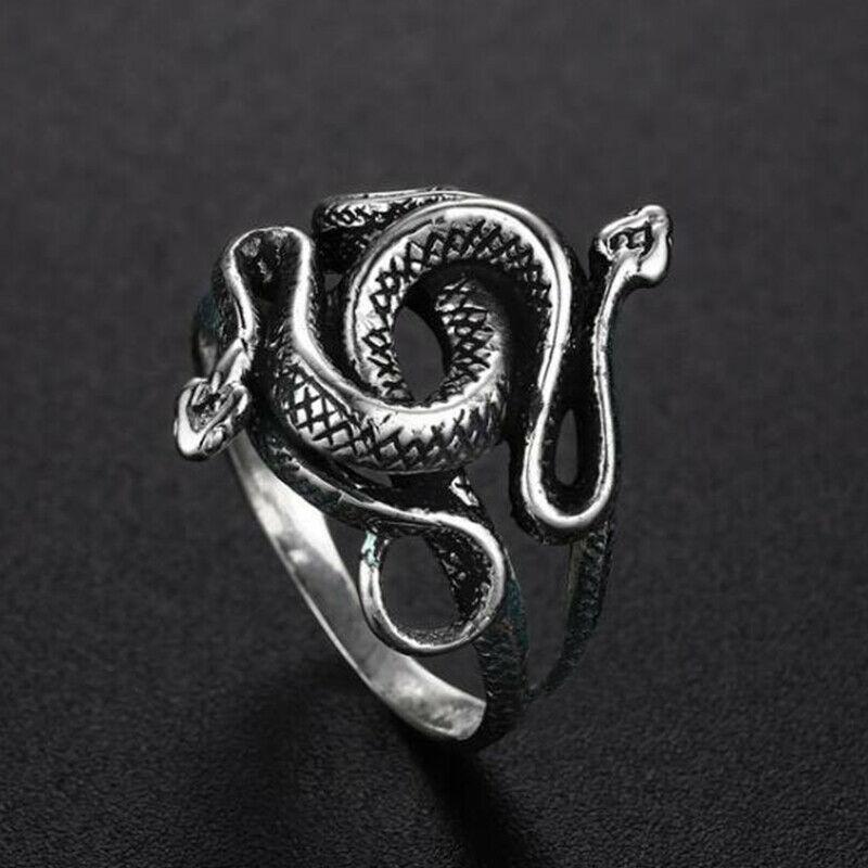Movie Natural Born Killers Snake Ring for Men Punk Style 925 Sterling Silver Jewelry Party Cosplay Props Birthday Xmas Gifts