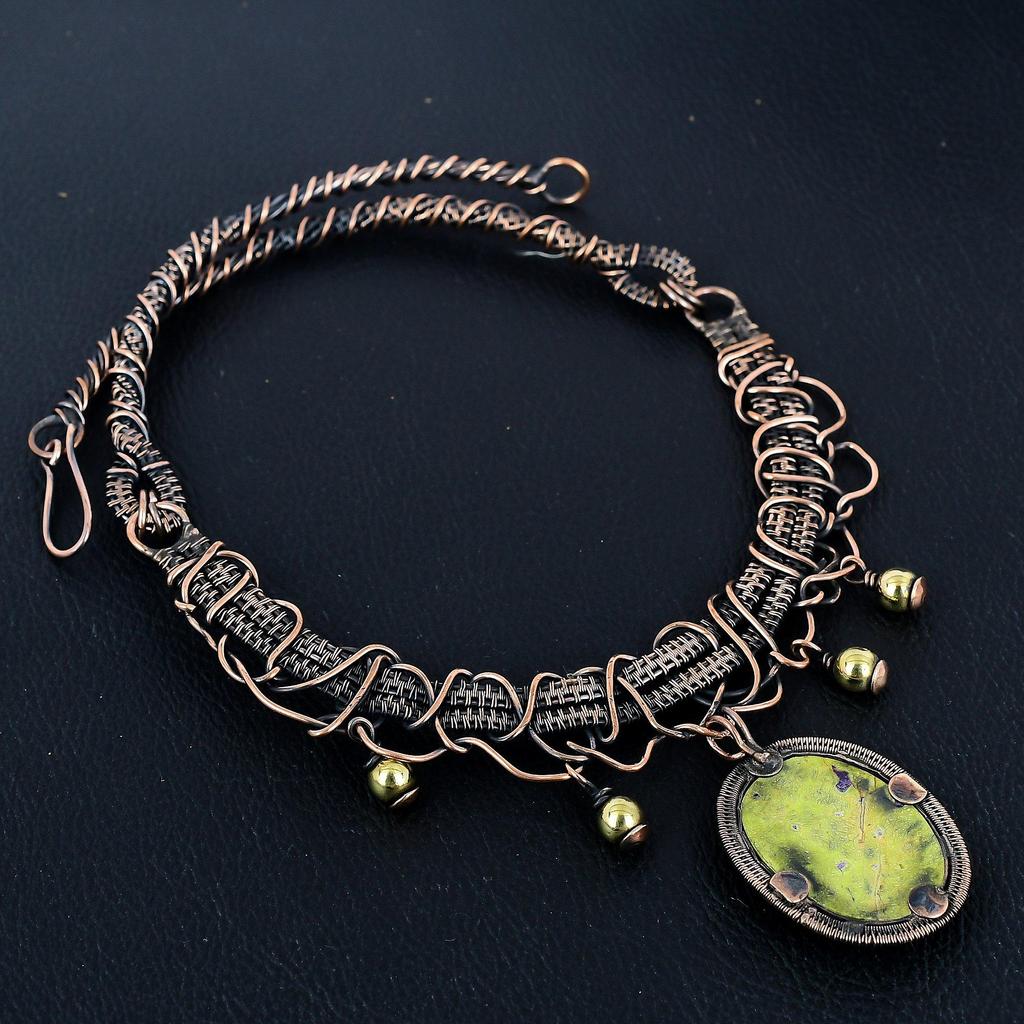 Stichtite 999 Copper Wire Wrapped Necklace Adjustable, Chain Necklace Handmade Gemstone, Gift For Mom Antique Jewelry