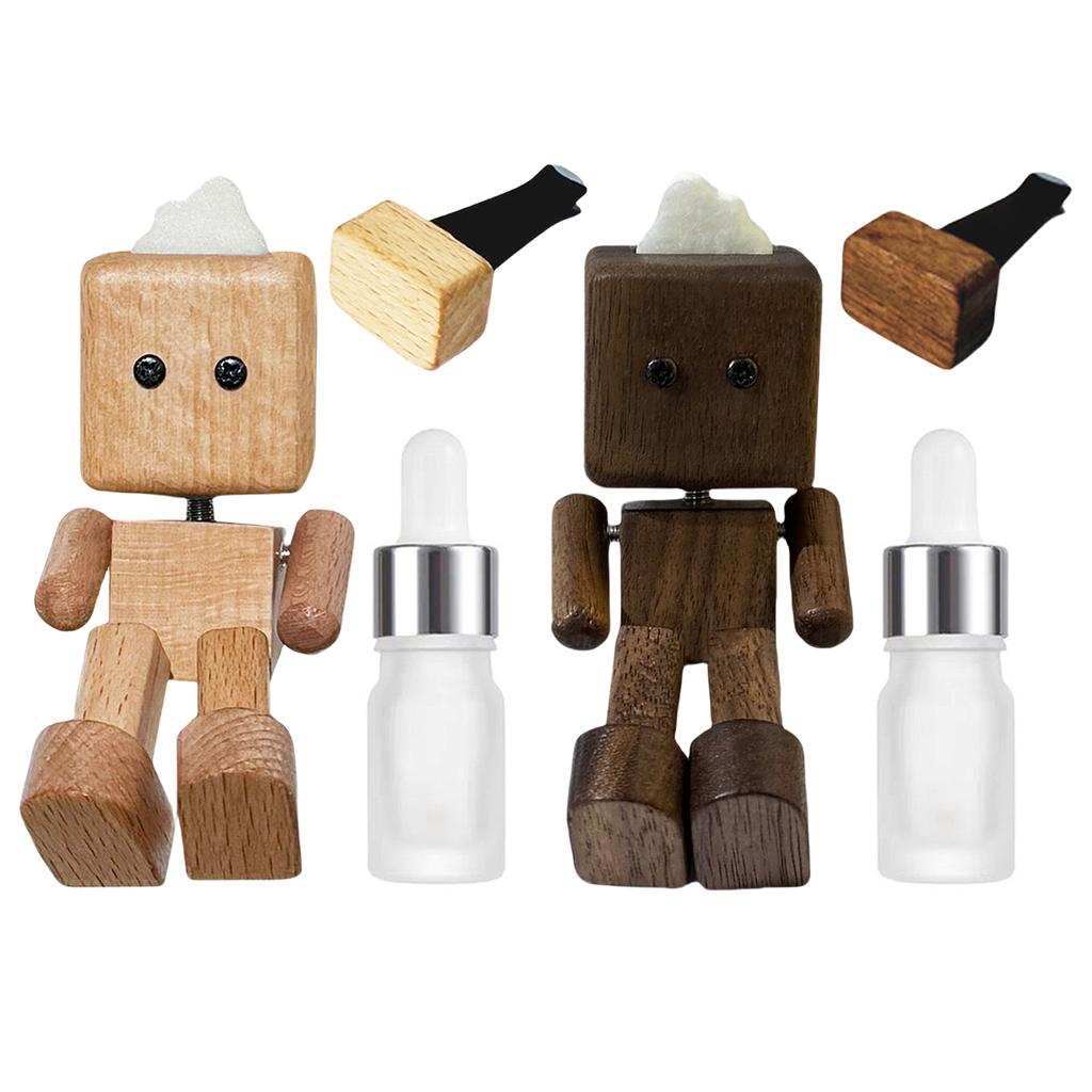 Shaking Wooden Man Fragrance Diffuser Figurine Car Decoration Small Ornaments Leg-swinging Robot Figurine Cute Wood Man Car Goo