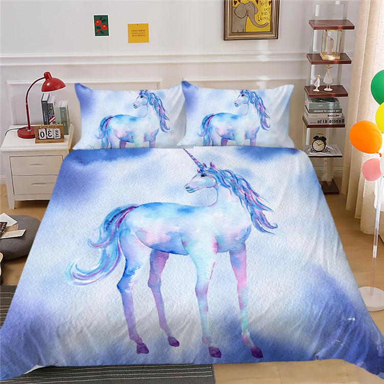 Unicorn Series Digital Printing Quilt Cover Pillowcase Two Or Three-Piece Set Polyester