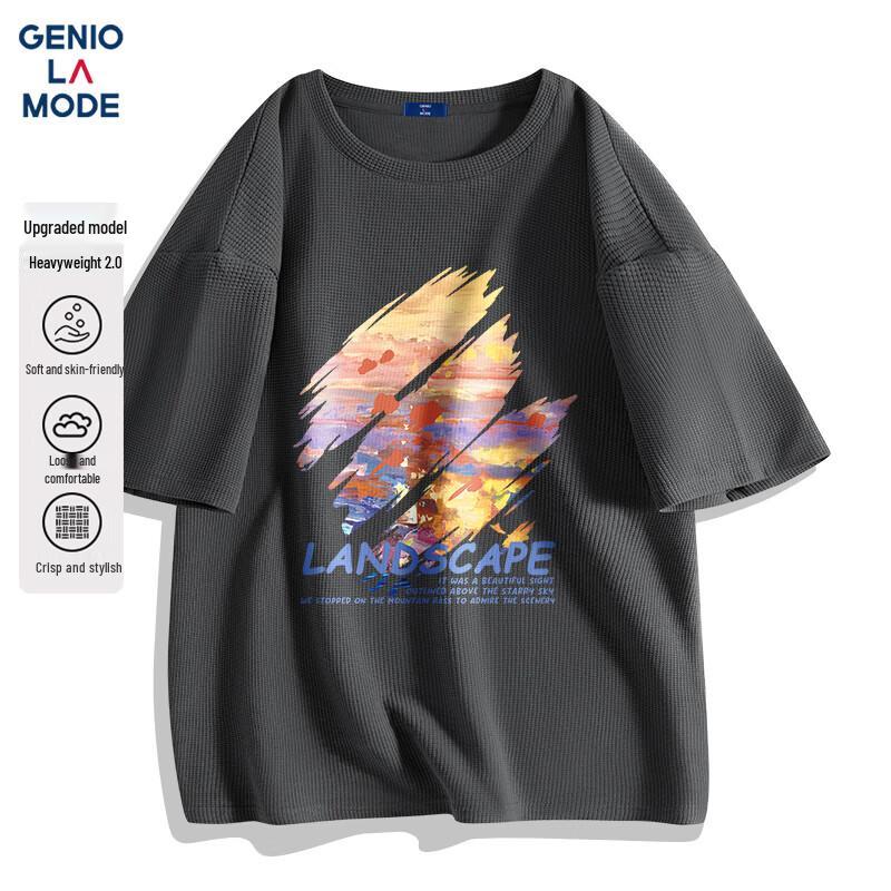 GENIOLAMODE Men s Waffle Knit Short Sleeve T-Shirt 2XL